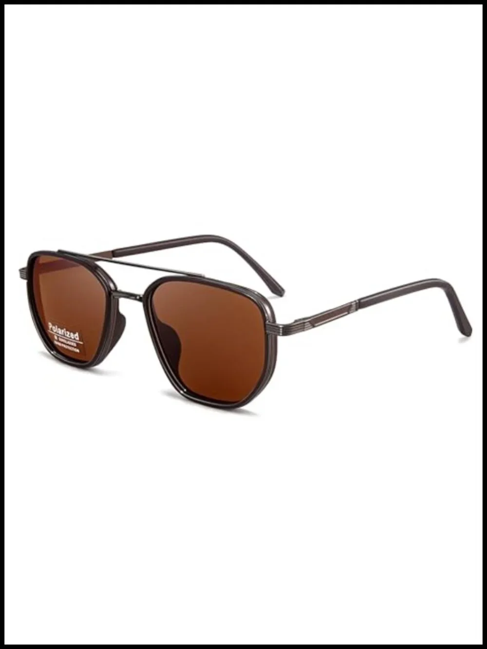 Vintage Polarized Sunglasses UV Protection Double Bridge Metal Frame